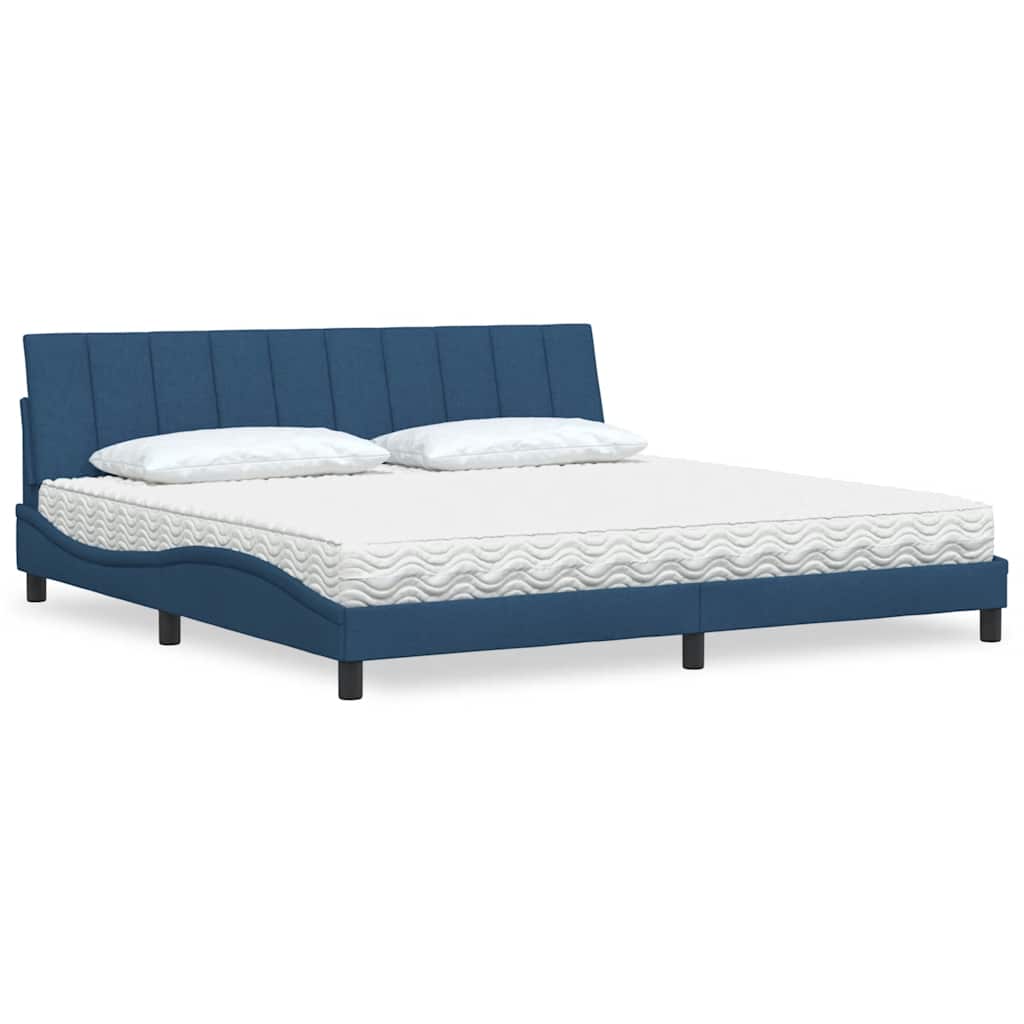 Bed With Mattress &amp;quot;Hanko&amp;quot; Blue Fabric