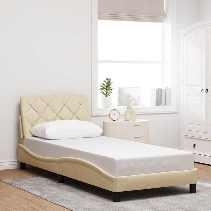 Bed Frame Without Mattress Dark Brown Fabric