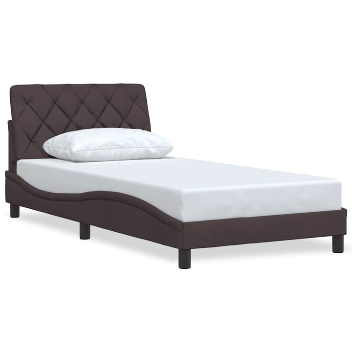 Bed Frame Without Mattress Dark Brown Fabric