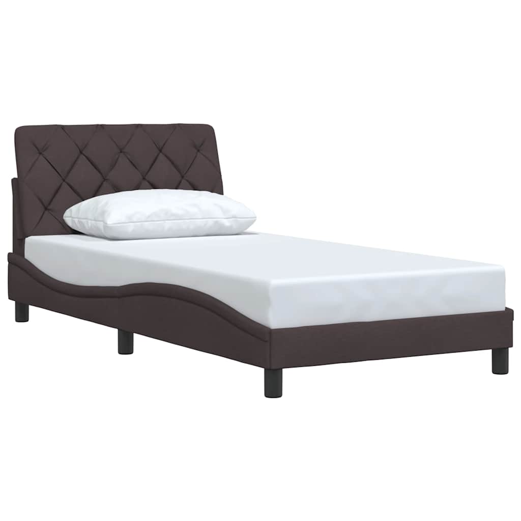 Bed Frame Without Mattress Dark Brown Fabric