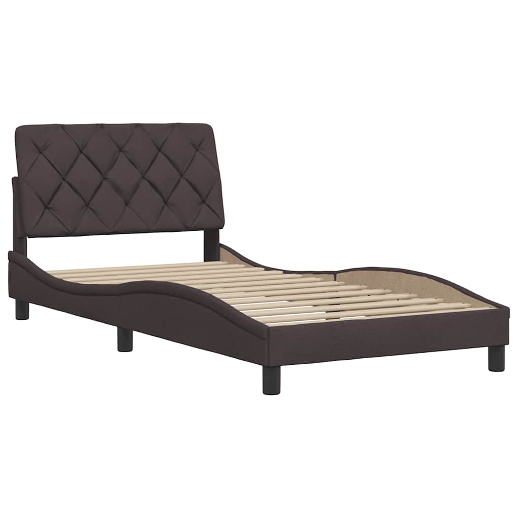 Bed Frame Without Mattress Dark Brown Fabric