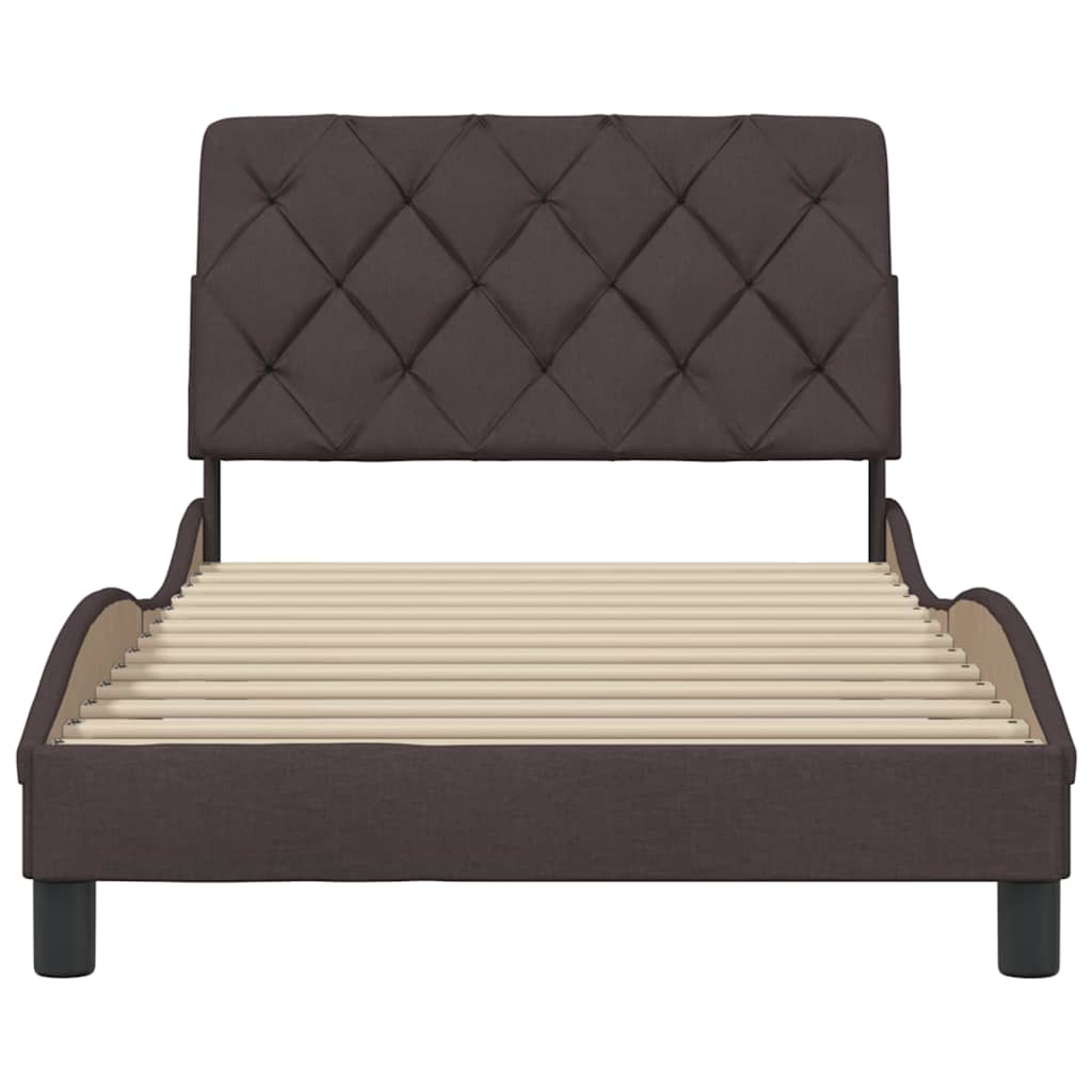Bed Frame Without Mattress Dark Brown Fabric