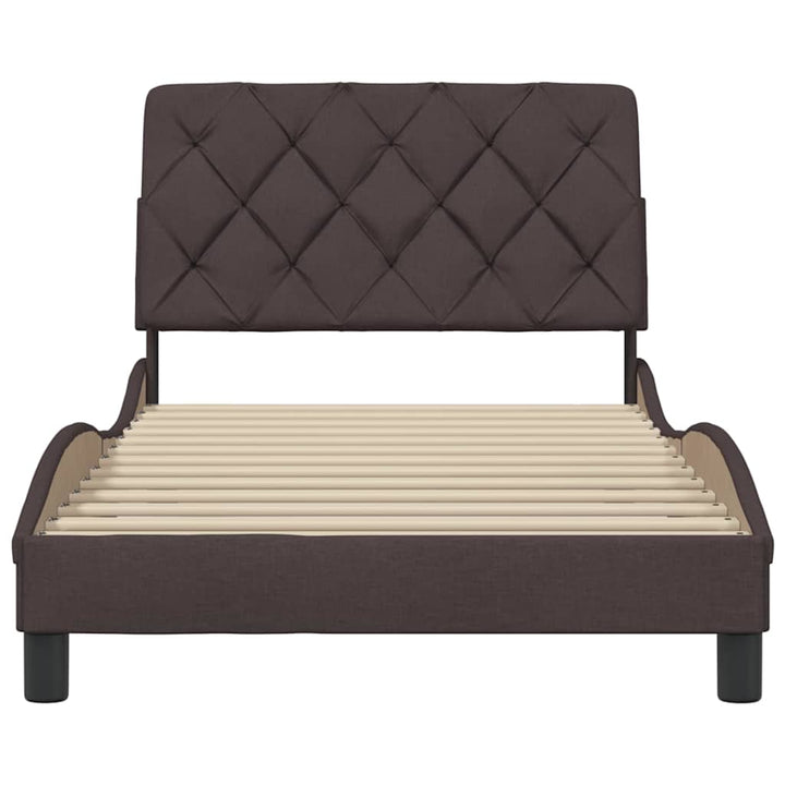 Bed Frame Without Mattress Dark Brown Fabric