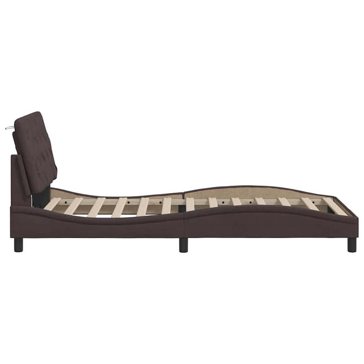 Bed Frame Without Mattress Dark Brown Fabric