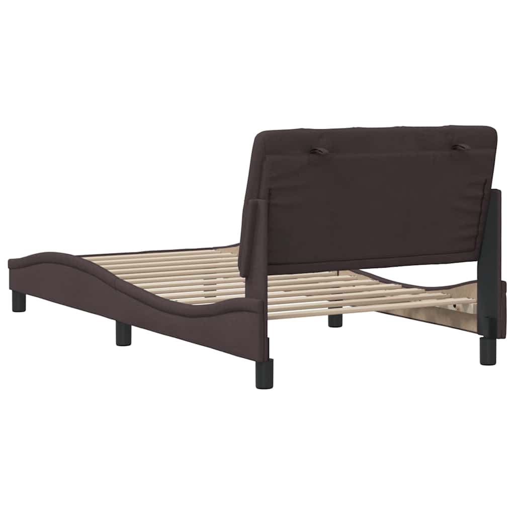 Bed Frame Without Mattress Dark Brown Fabric
