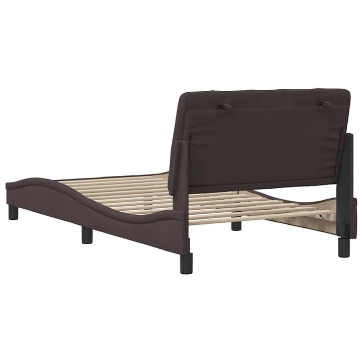 Bed Frame Without Mattress Dark Brown Fabric