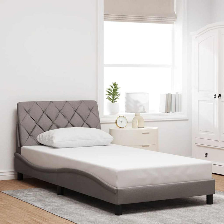 Bed Frame Without Mattress Dark Brown Fabric