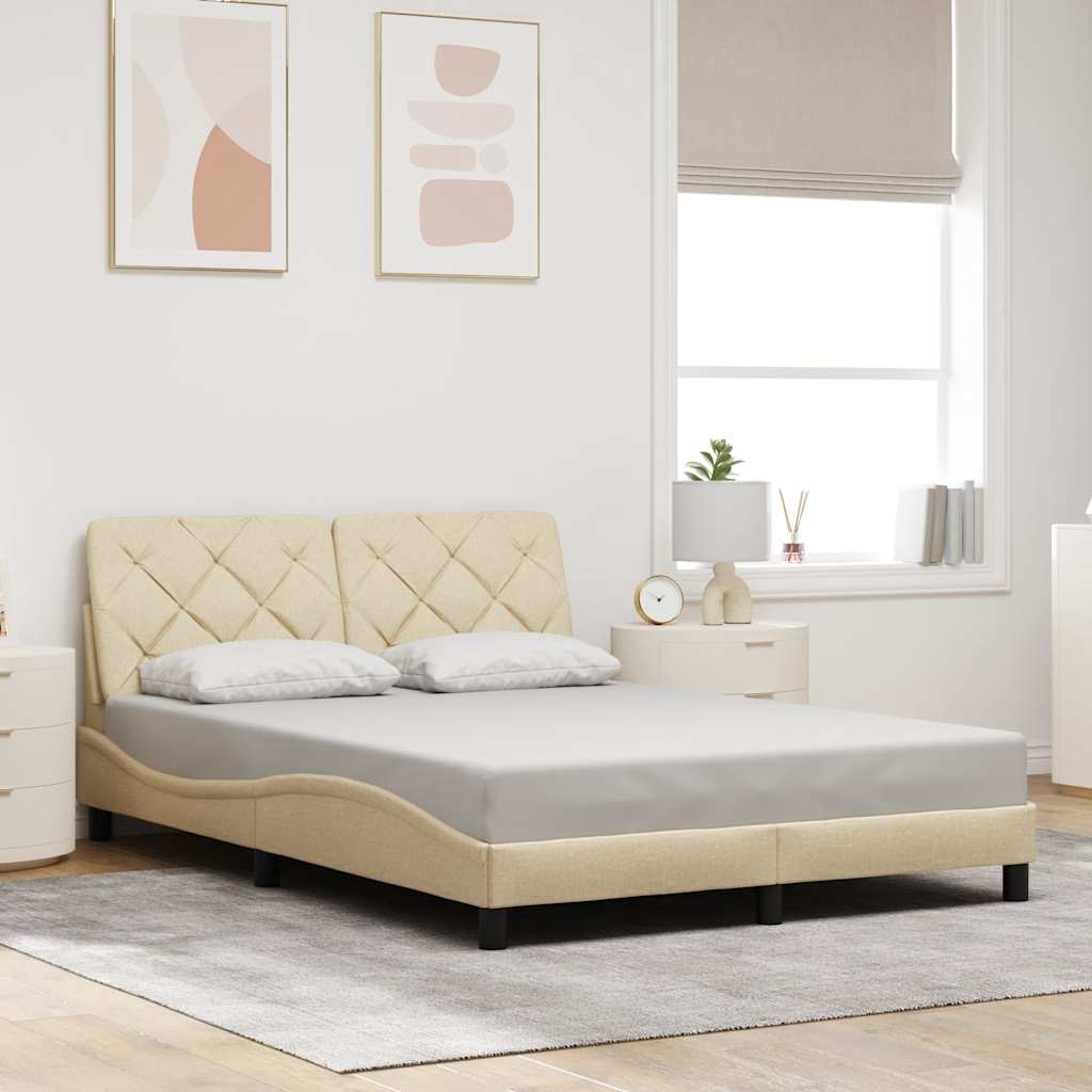 Bed Frame Without Mattress Dark Brown Fabric