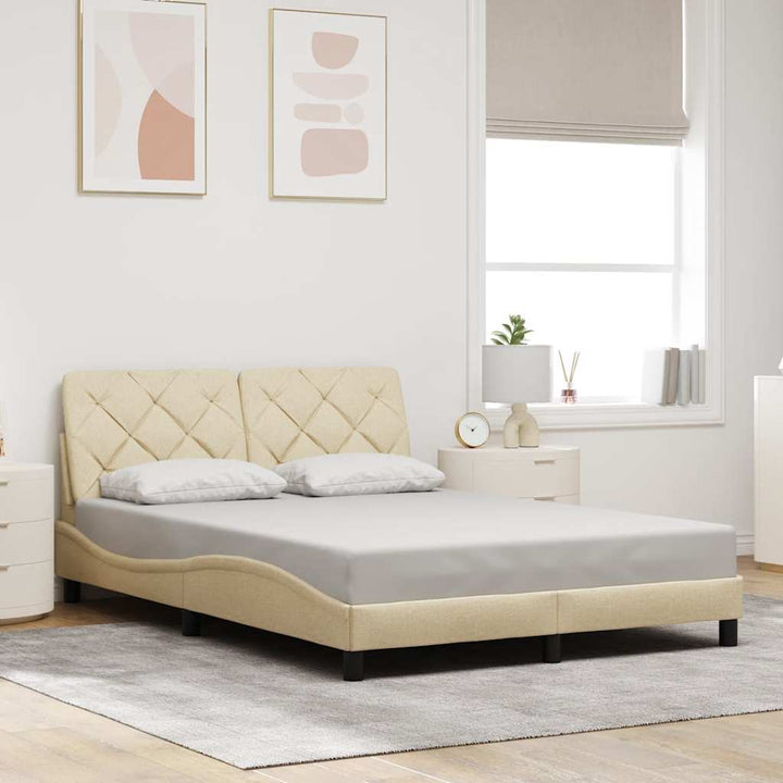 Bed Frame Without Mattress Dark Brown Fabric