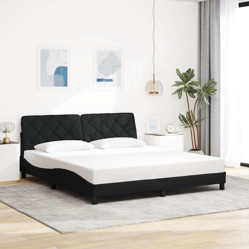 Bed Frame Without Mattress Dark Brown Fabric