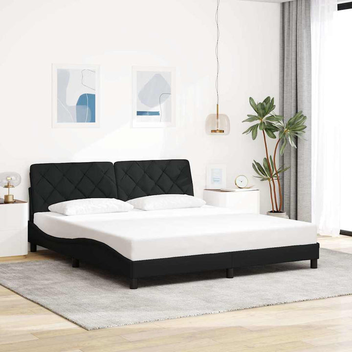 Bed Frame Without Mattress Dark Brown Fabric