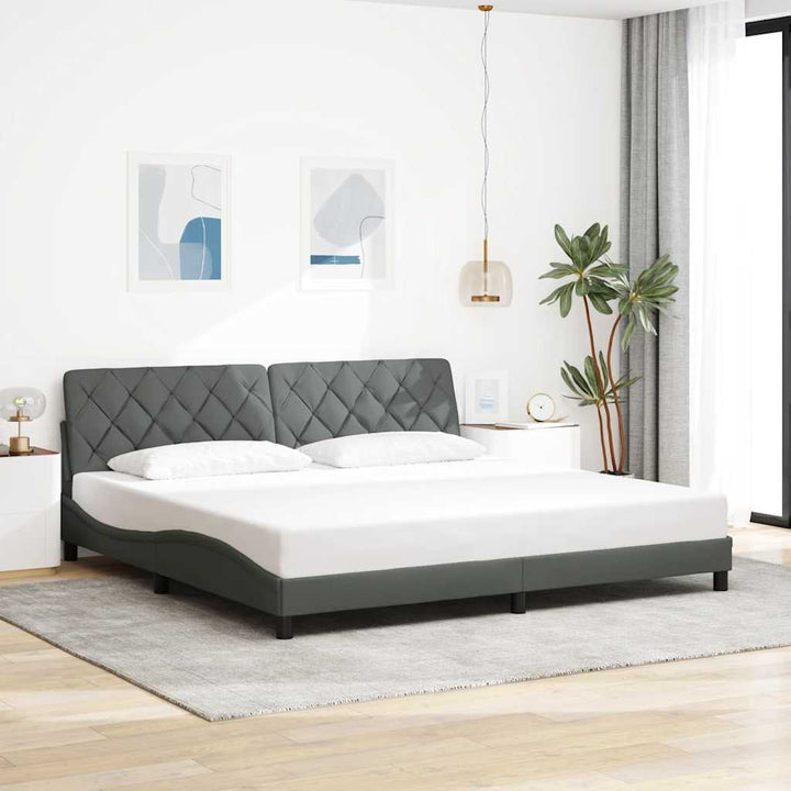 Bed Frame Without Mattress Dark Brown Fabric