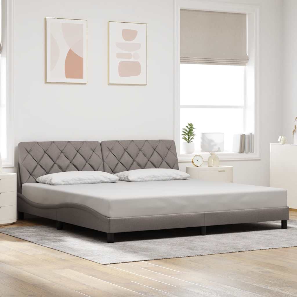 Bed Frame Without Mattress Dark Brown Fabric
