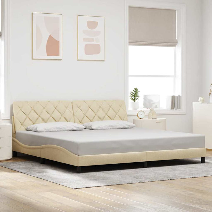 Bed Frame Without Mattress Dark Brown Fabric