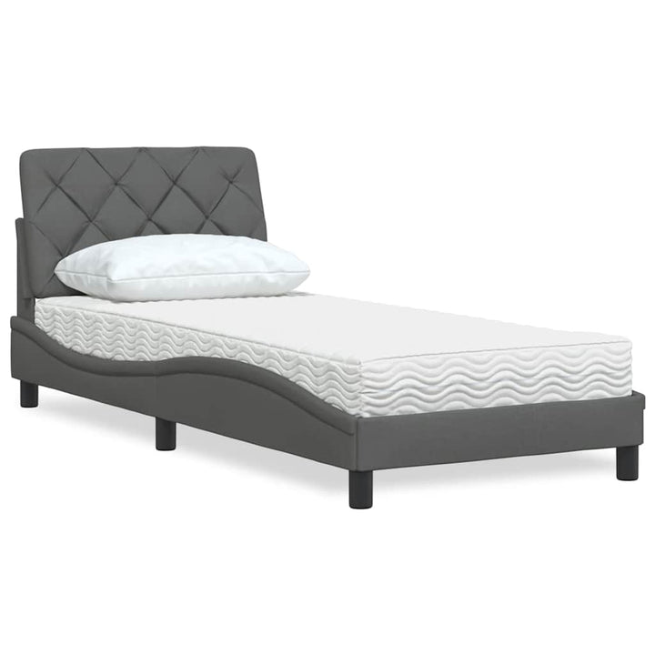 Bed With Mattress Blue Fabric