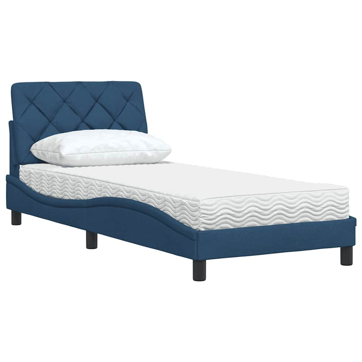 Bed With Mattress Blue Fabric