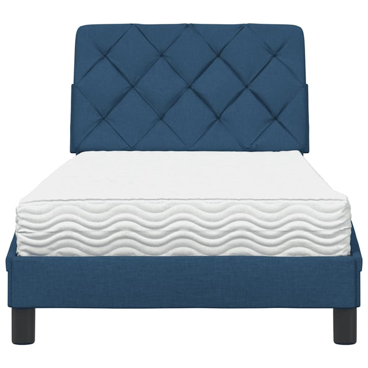 Bed With Mattress Blue Fabric