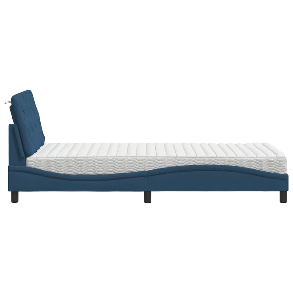 Bed With Mattress Blue Fabric