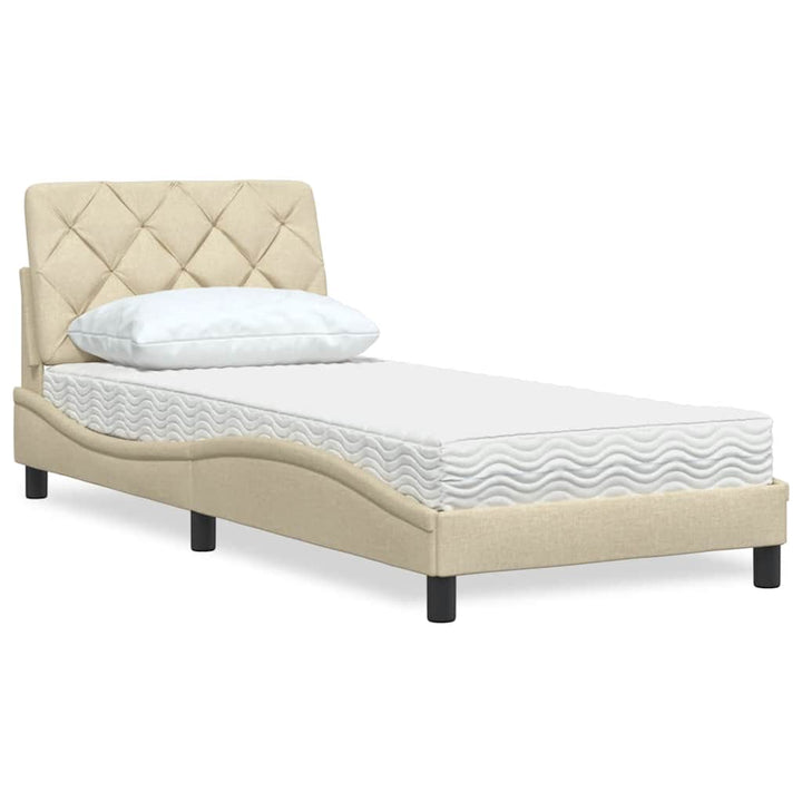 Bed With Mattress Blue Fabric