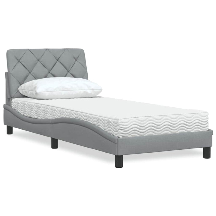 Bed With Mattress Blue Fabric