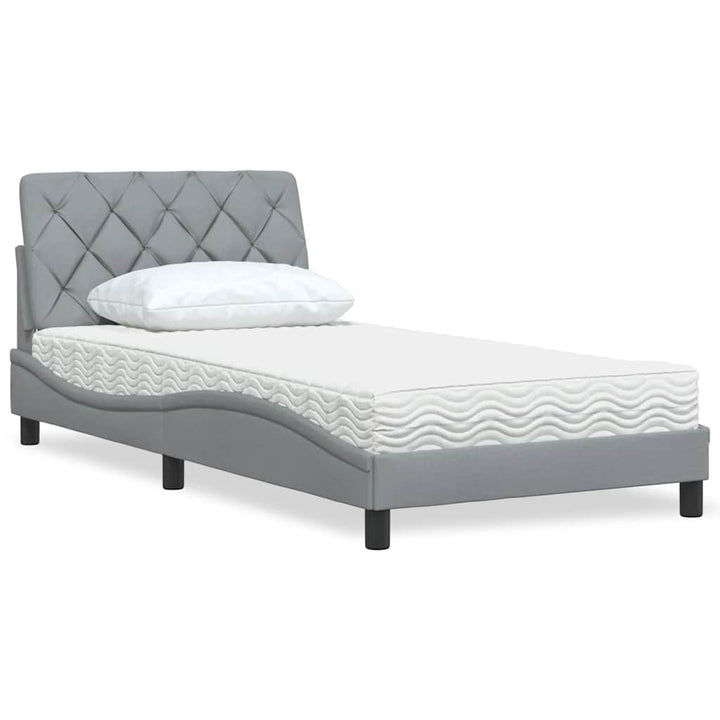Bed With Mattress Blue Fabric