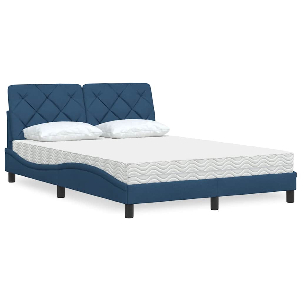 Bed With Mattress Blue Fabric