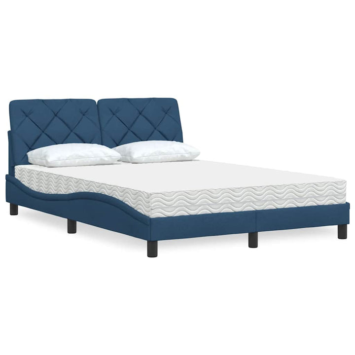 Bed With Mattress Blue Fabric