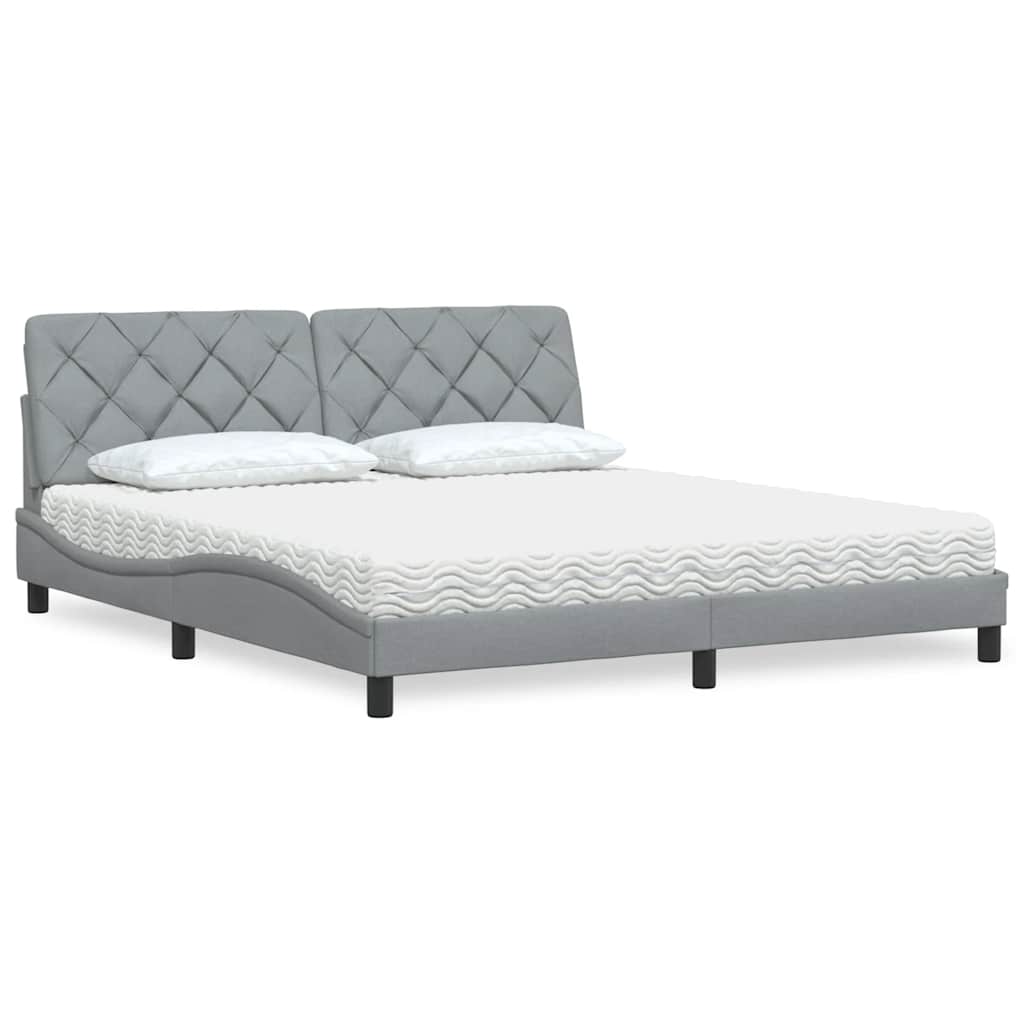 Bed With Mattress Blue Fabric