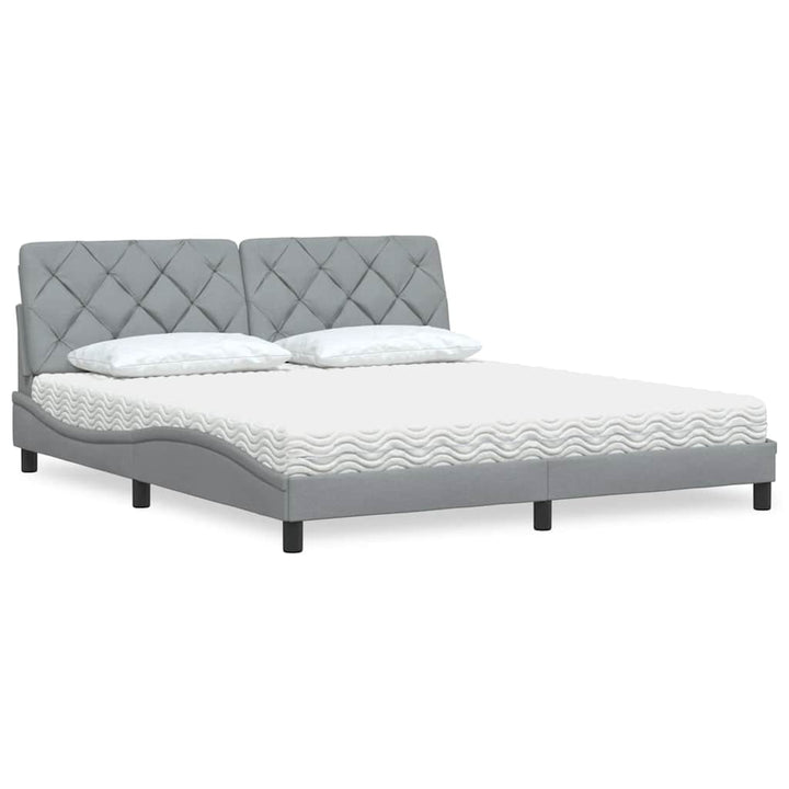 Bed With Mattress Blue Fabric