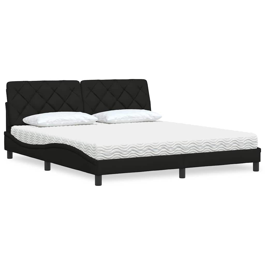 Bed With Mattress Blue Fabric