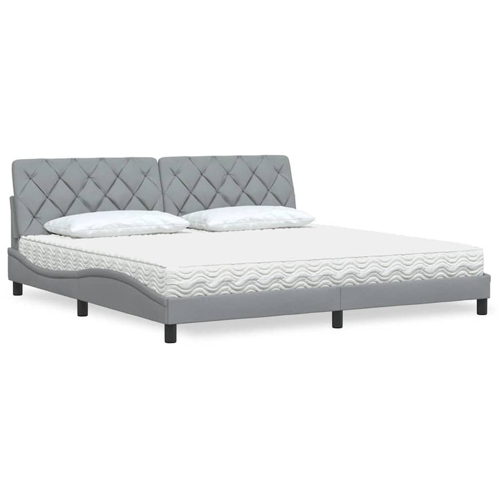 Bed With Mattress Blue Fabric