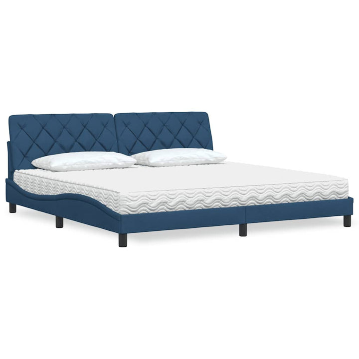 Bed With Mattress Blue Fabric