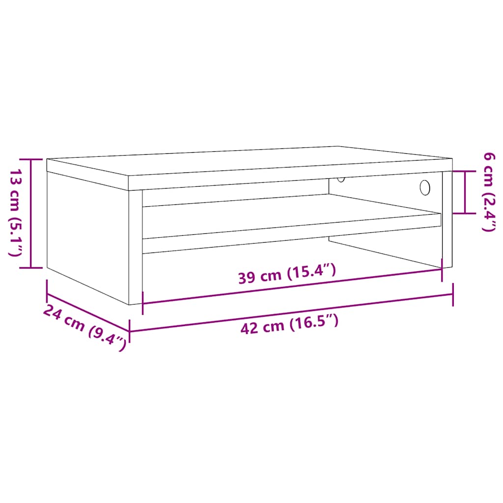 Skärmställ Hantverksmässig Ek 42X24X13 Cm Konstruerat Trä
