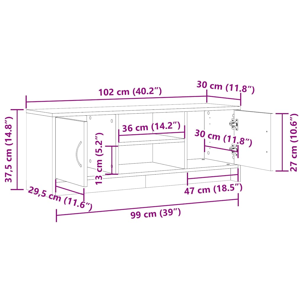 Tv-Bänk Åldrat Trä 102X30X37,5 Cm Konstruerat Trä