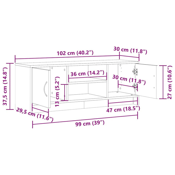 Tv-Bänk Åldrat Trä 102X30X37,5 Cm Konstruerat Trä