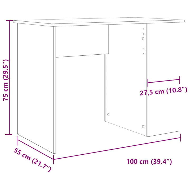 Skrivbord Hantverksmässig Ek 100X55X75 Cm Konstruerat Trä