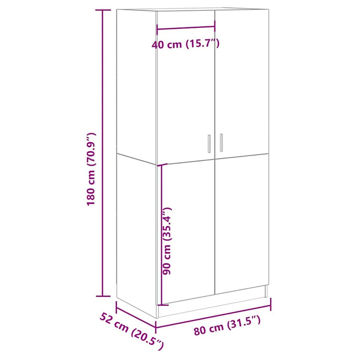 Garderob Hantverksmässig Ek 80X52X180 Cm Konstruerat Trä