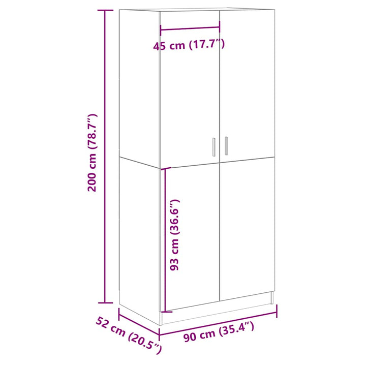 Garderob 90X52X200 Cm Konstruerat Trä