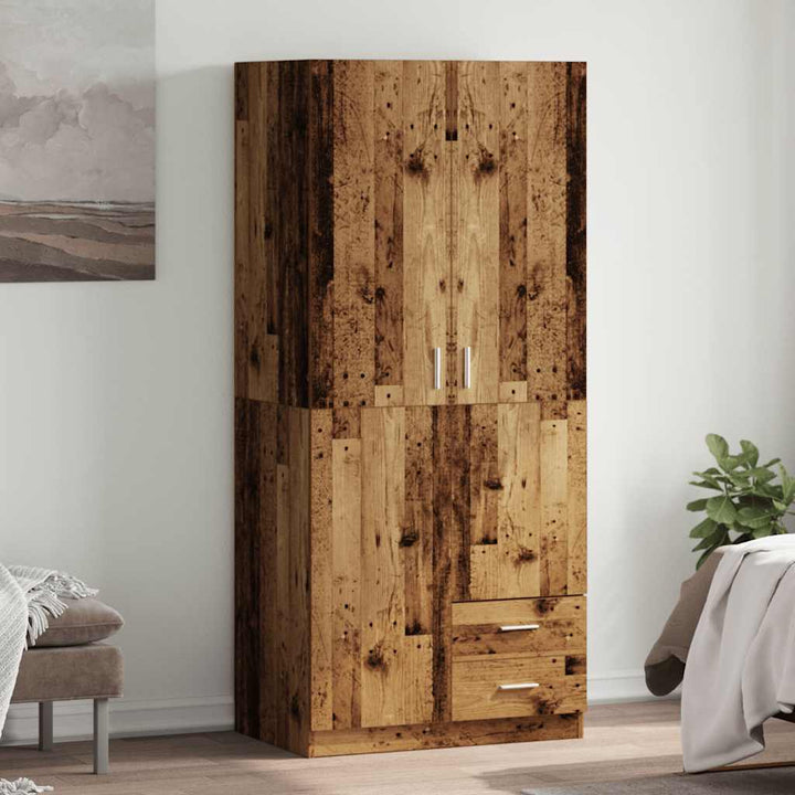 Garderob Åldrat Trä 80X52X180 Cm Konstruerat Trä