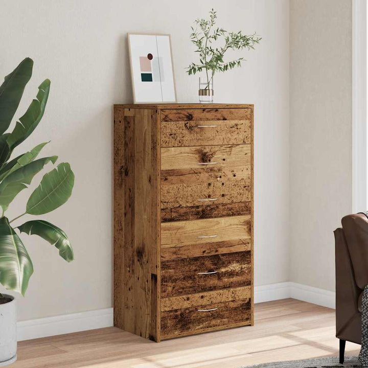 Byrå 6 Lådor 50X34X96 Cm Konstruerat Trä
