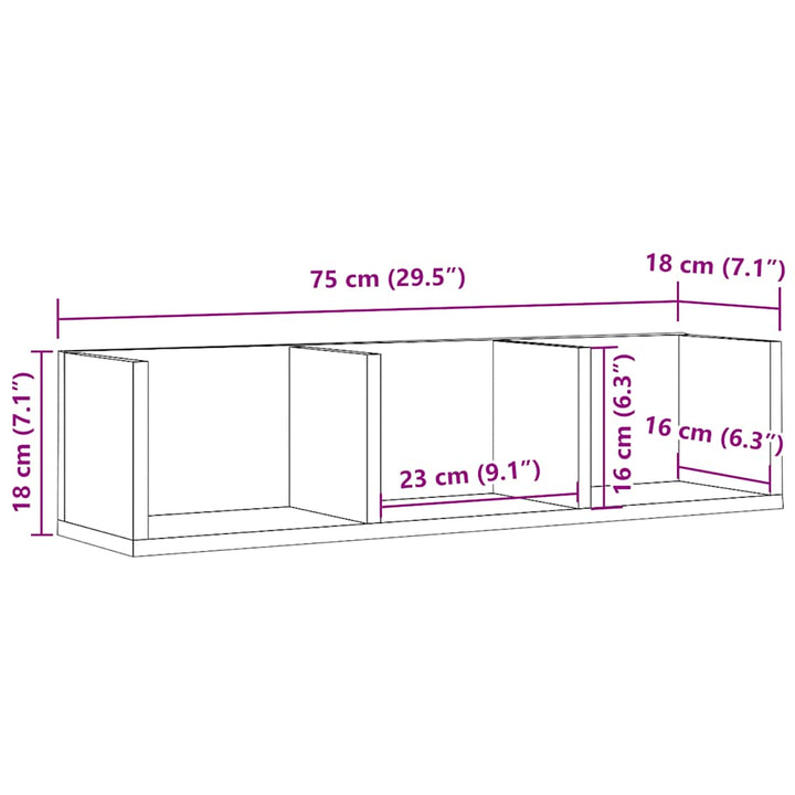 Cd-Hylla Åldrat Trä 75X18X18 Cm Konstruerat Trä