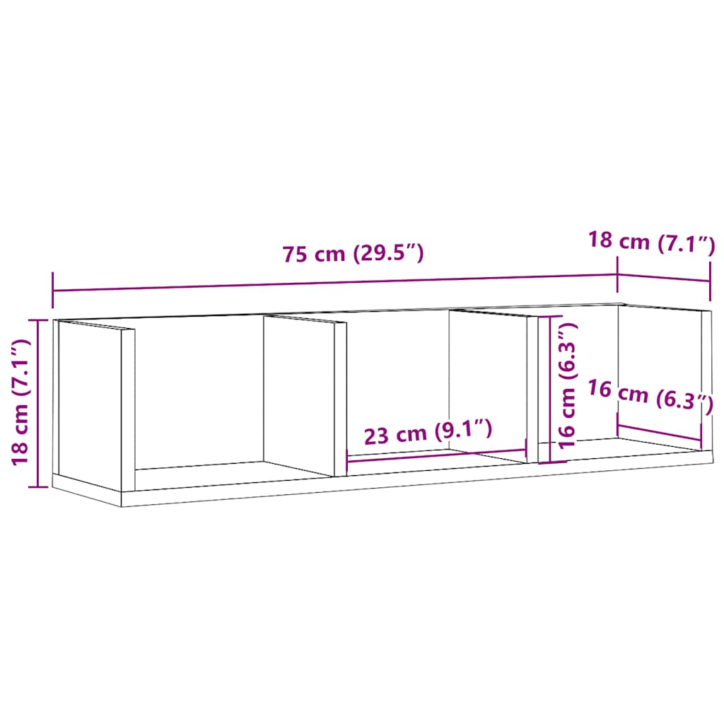 Cd-Hylla Åldrat Trä 75X18X18 Cm Konstruerat Trä