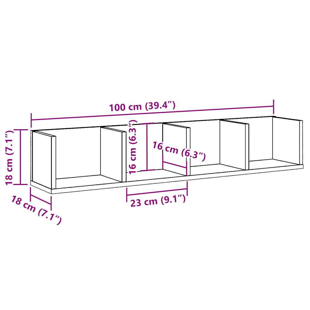Cd-Hylla 100X18X18 Cm Konstruerat Trä