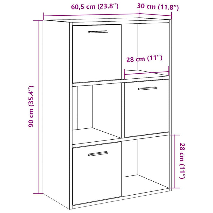 Bokhylla 60,5X30X90 Cm Konstruerat Trä
