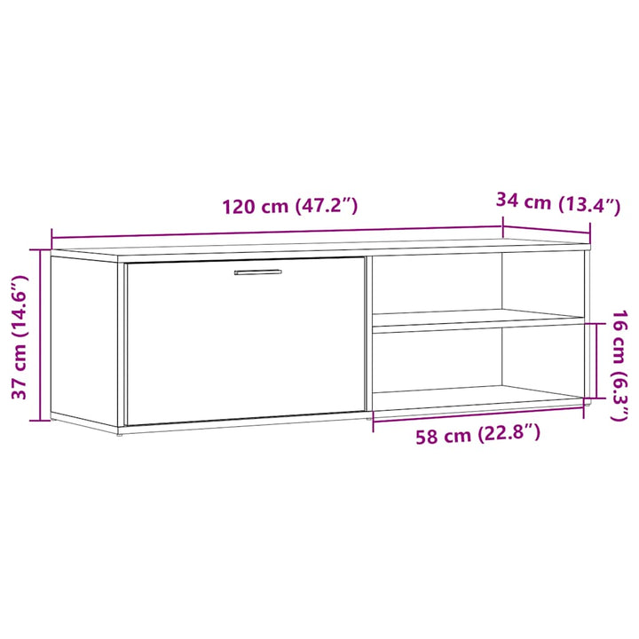 Tv-Bänk Ek 120X34X37 Cm Konstruerat Trä