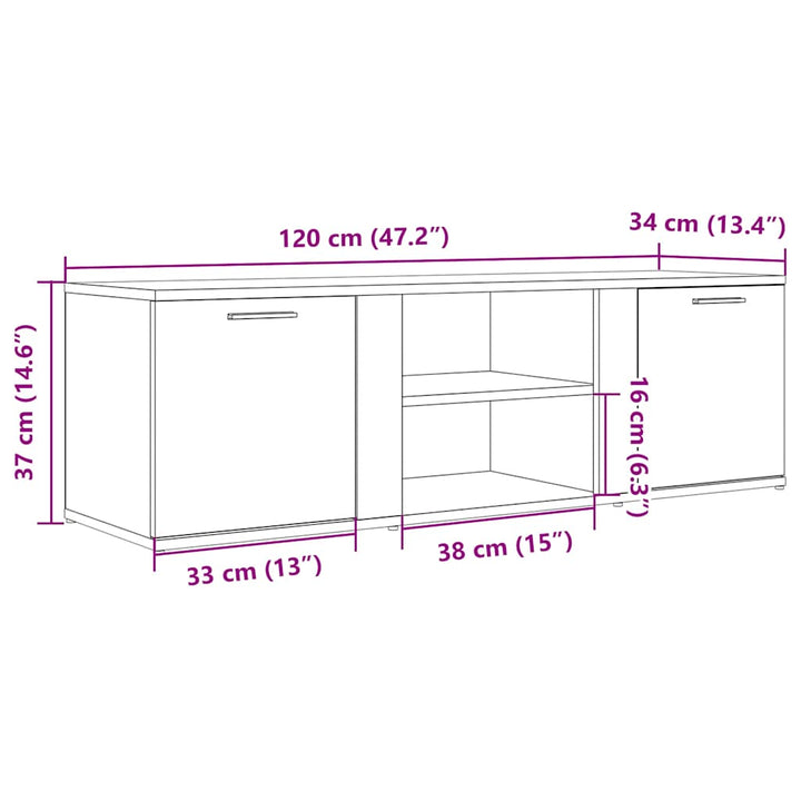 Tv-Bänk Ek 120X34X37 Cm Konstruerat Trä