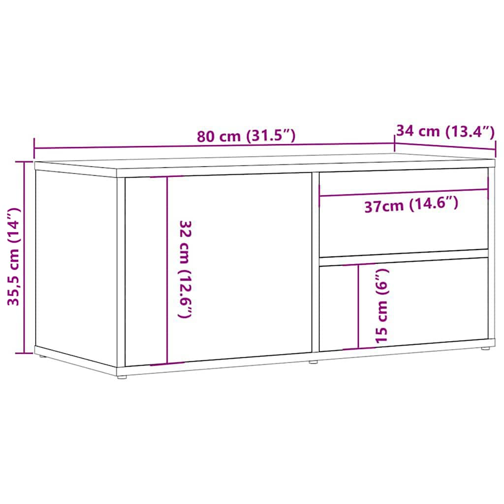 Tv-Bänk Åldrat Trä 80X34X35,5 Cm Konstruerat Trä