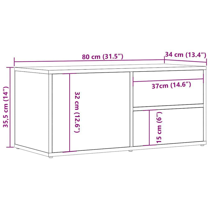 Tv-Bänk Åldrat Trä 80X34X35,5 Cm Konstruerat Trä
