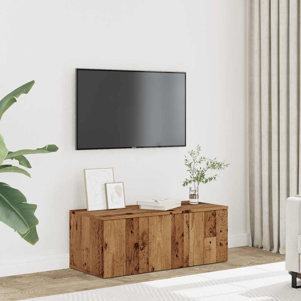 Tv-Bänk Åldrat Trä 80X34X30 Cm Konstruerat Trä
