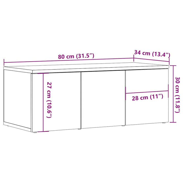 Tv-Bänk Åldrat Trä 80X34X30 Cm Konstruerat Trä